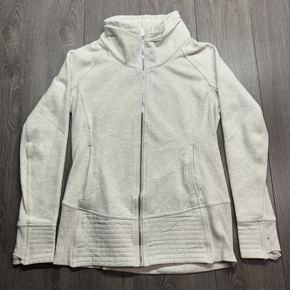 Lululemon Radiance Jacket Heathered Gray Size 12 Full Zip Funnel Neck Yoga Jog